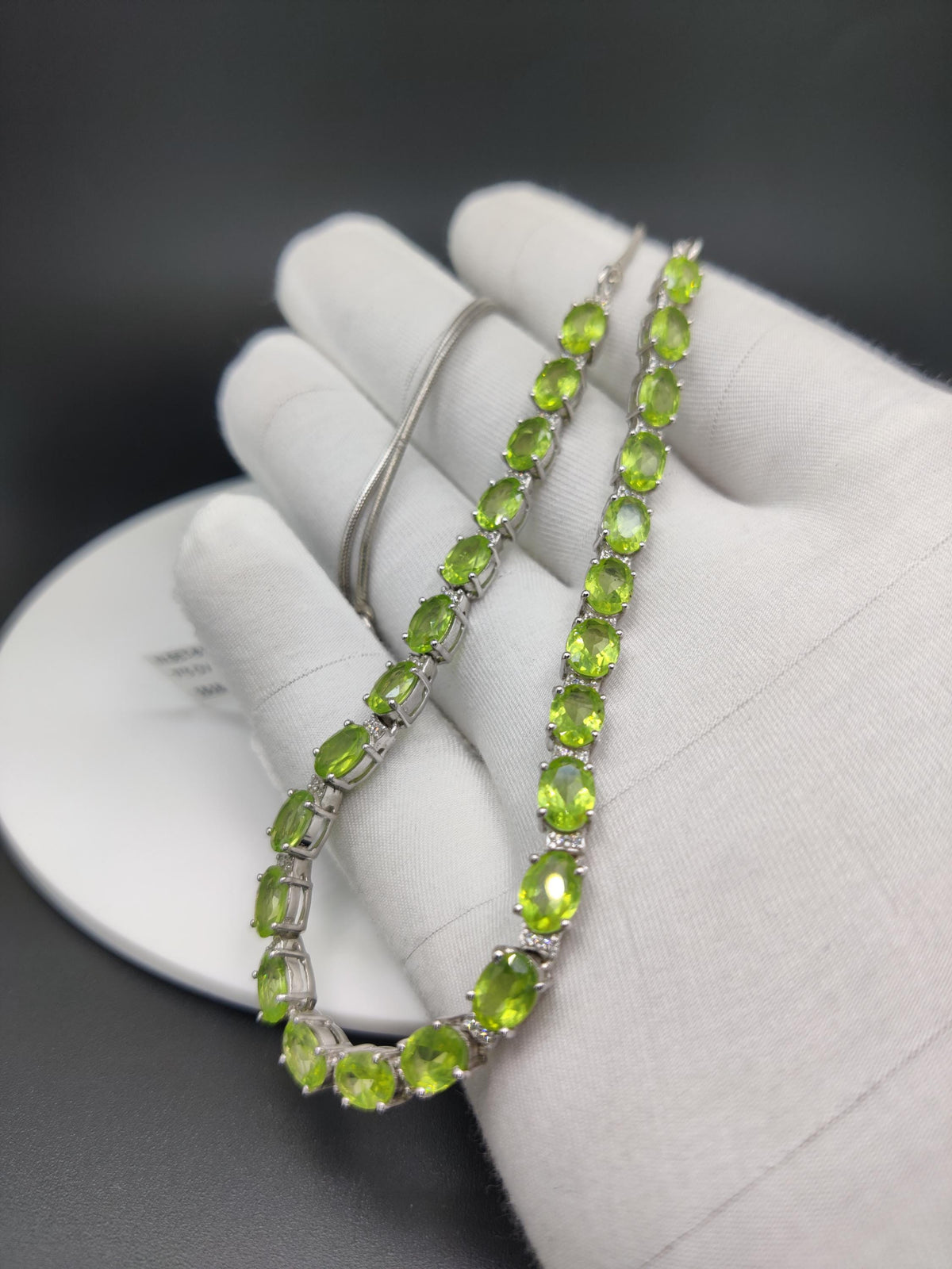 Sterling Silver Peridot Necklace and Earrings Set, Oval Gemstone, August Birthstone
