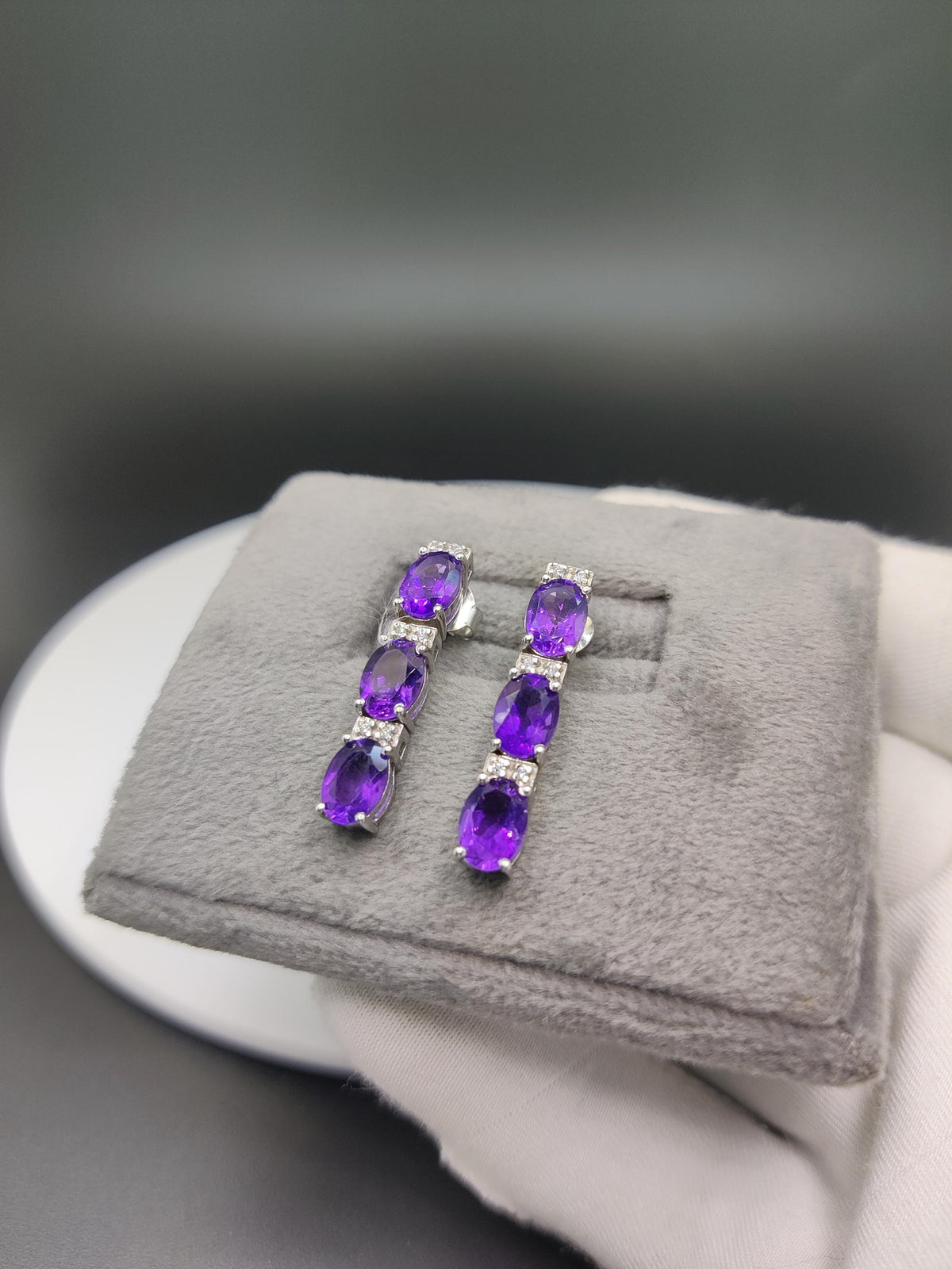 Amethyst Sterling Silver Necklace With Earring Set, Handmade Gemstone Necklace Gifts For Her