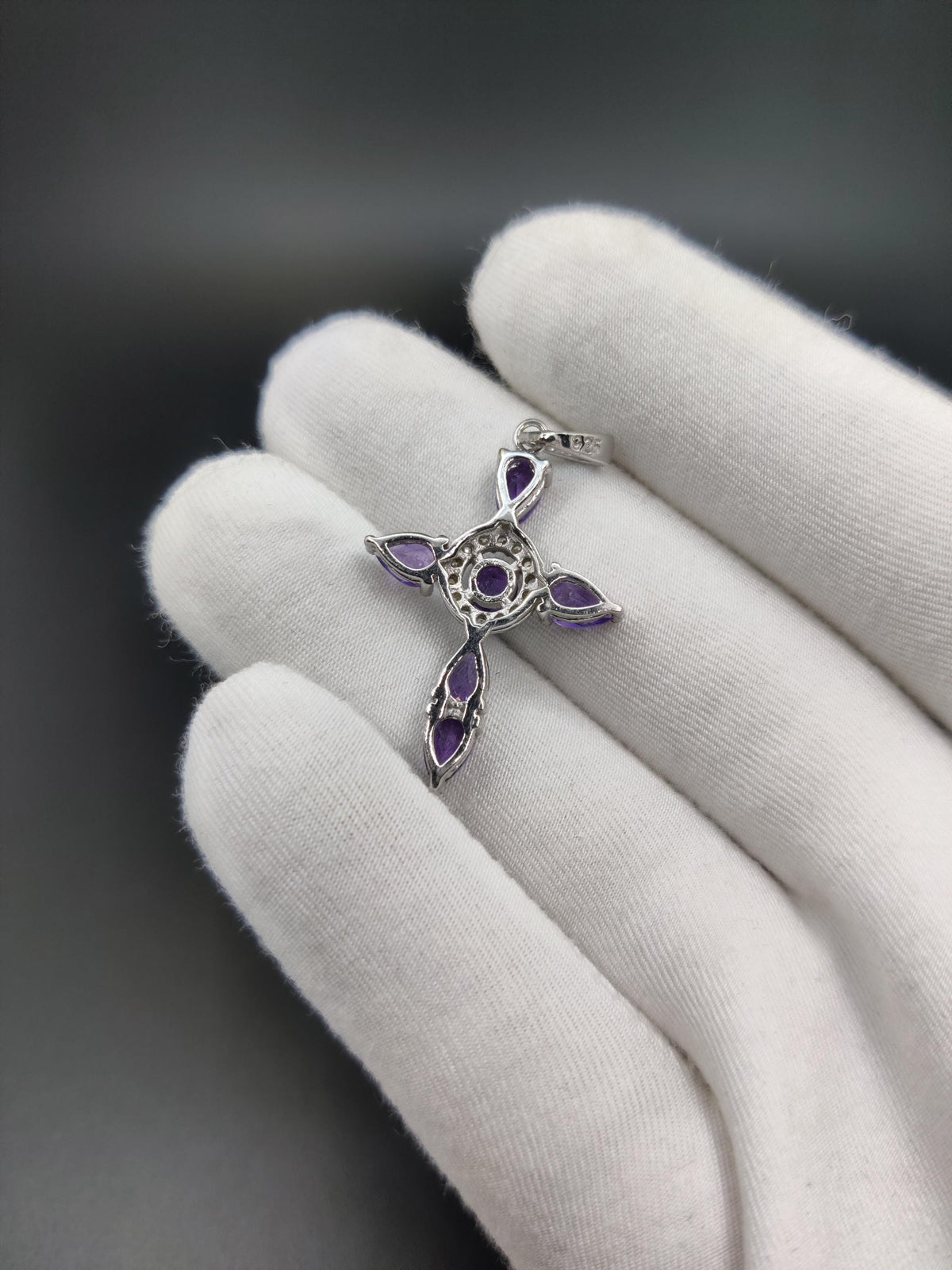 Amethyst Cross Pendant, Sterling Silver Unique Handmade Necklace Jewelry For Women