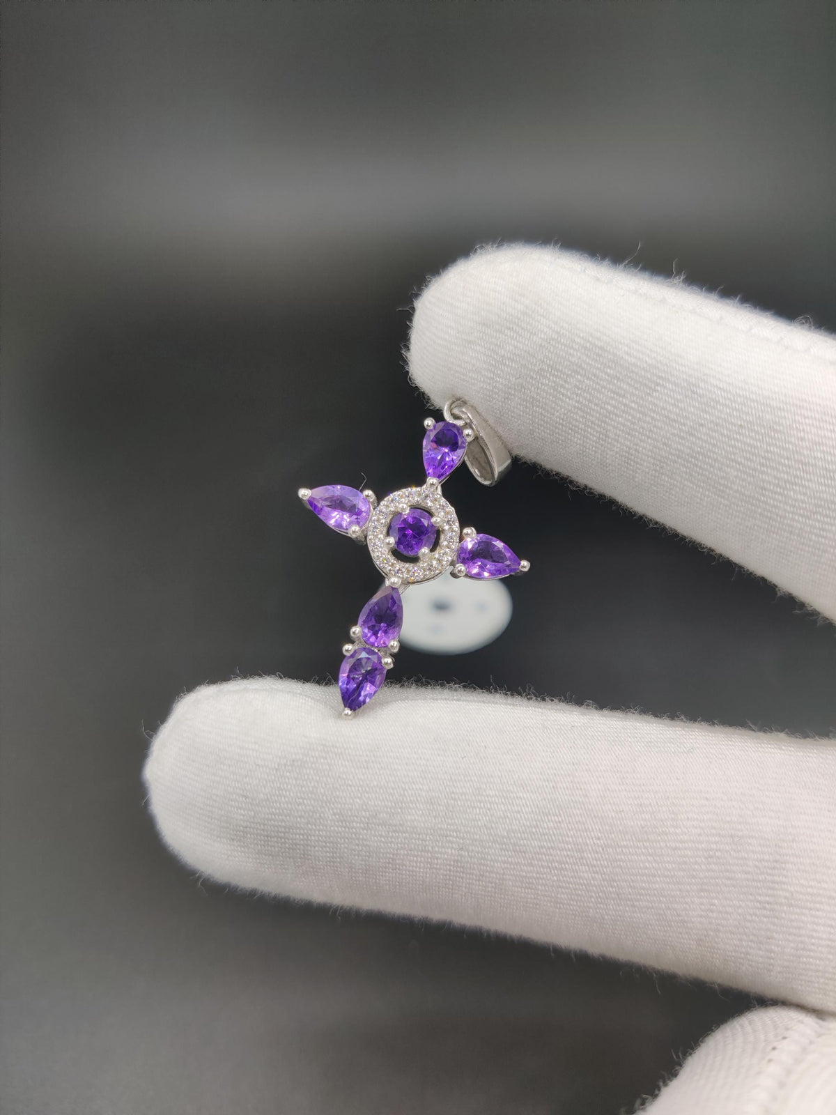 Amethyst Cross Pendant, Sterling Silver Unique Handmade Necklace Jewelry For Women