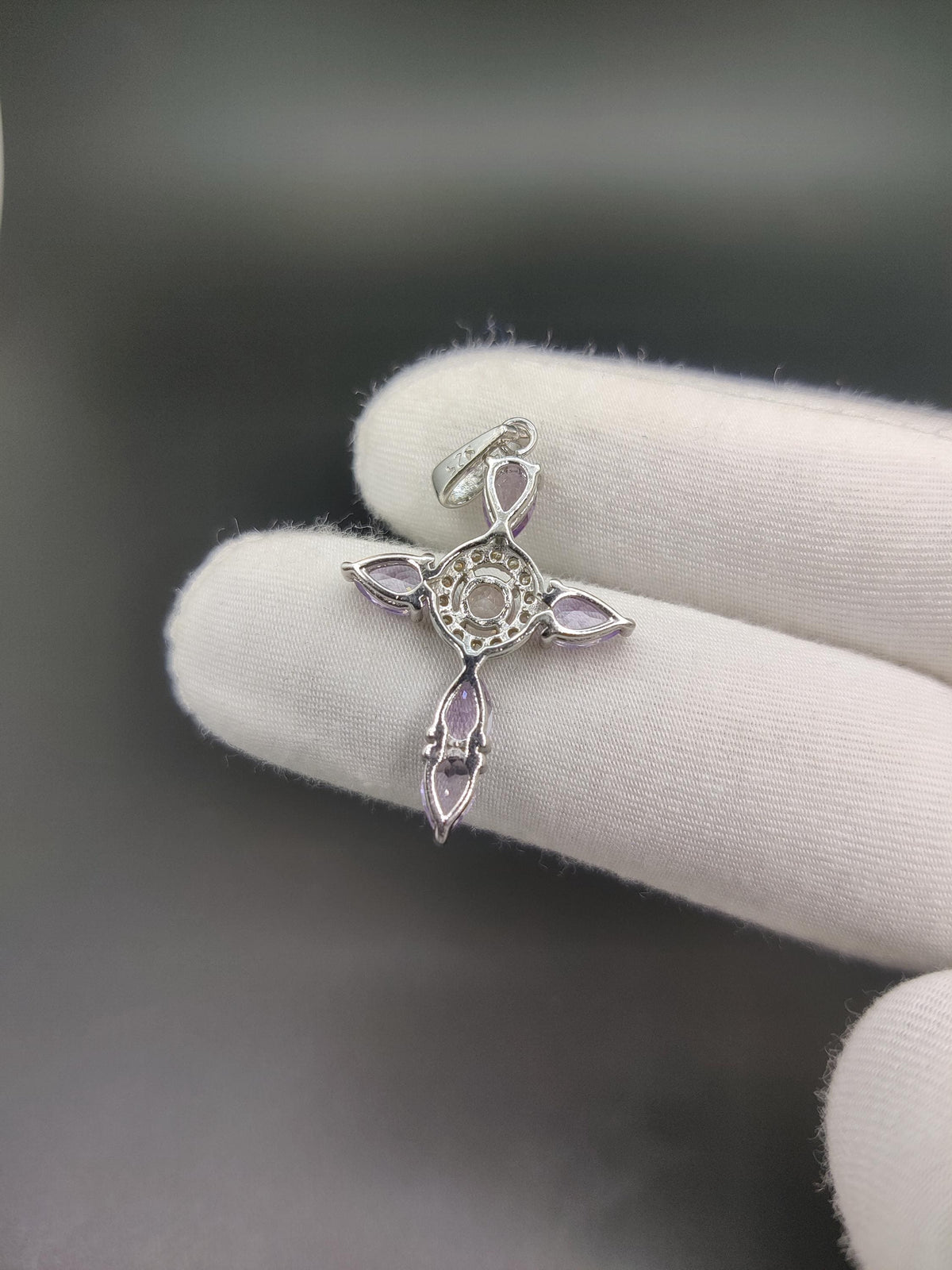 Amethyst Rose Quartz Cross Pendant: Sterling Silver Gemstone Necklace