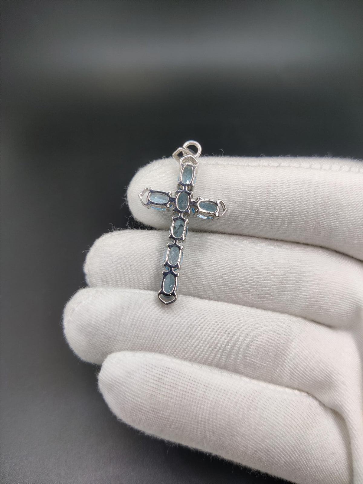 Swiss Blue Topaz Sterling Silver Cross Pendant Necklace