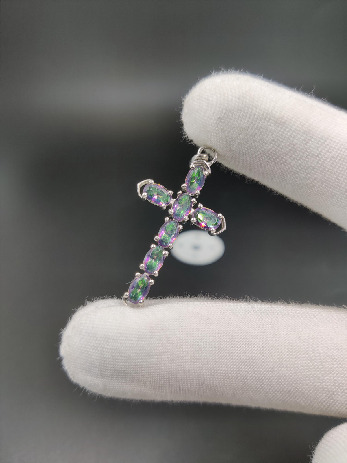 Mystic Topaz Holy Cross Pendant, Sterling Silver Cross Necklace For Christmas