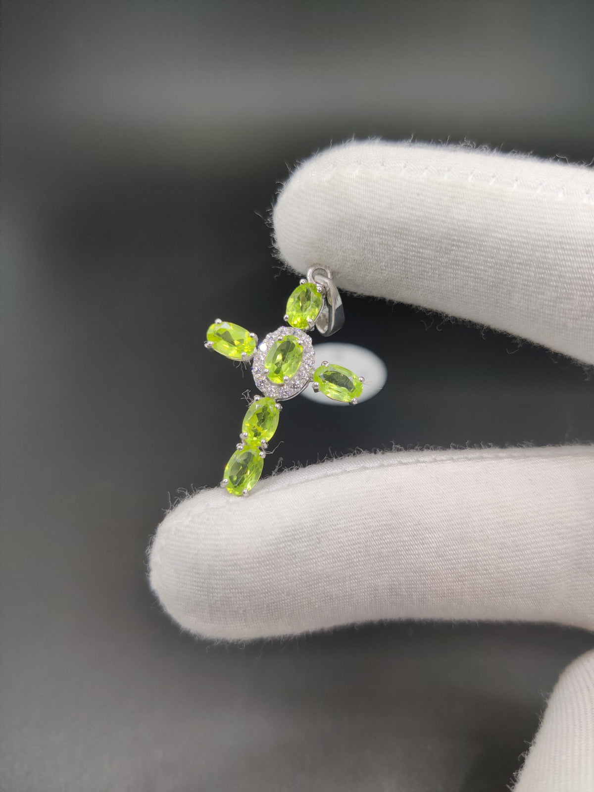 Peridot Cross Pendant: Sterling Silver August Birthstone Necklace