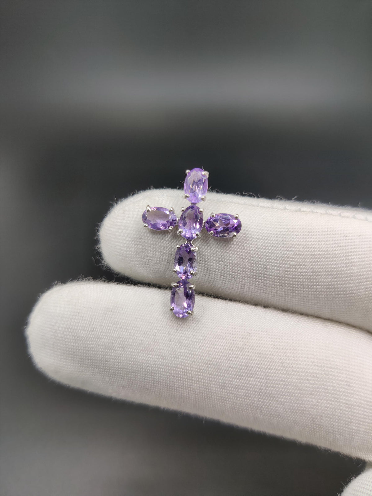 Amethyst Sterling Silver Cross Pendant Necklace
