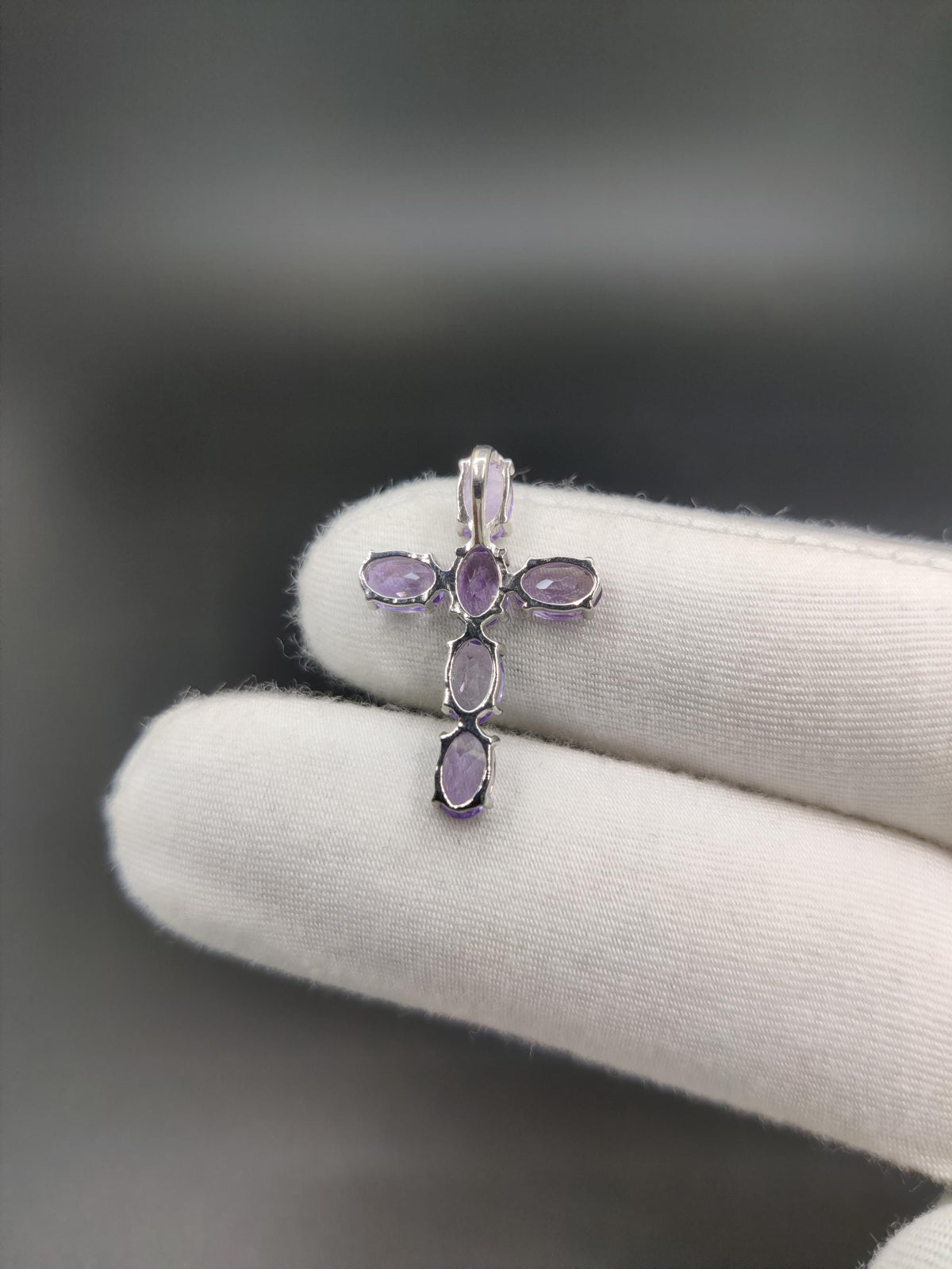 Amethyst Sterling Silver Cross Pendant Necklace