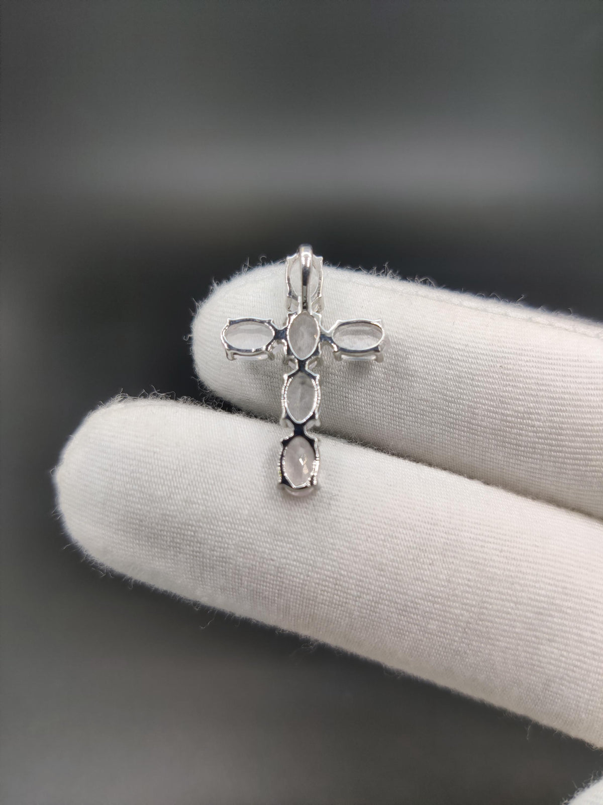 Rose Quartz Sterling Silver Cross Pendant - Dainty Gemstone Necklace