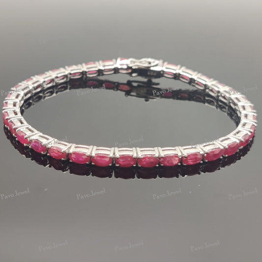 Luxury Ruby Silver Tennis Bracelet Elegant Fine Jewelry Christmas Gifts