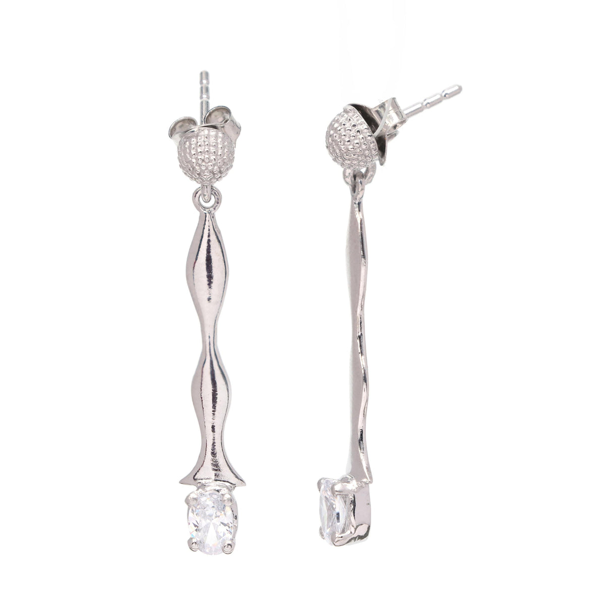 Oval Cubic Zirconia 925 Sterling Silver Earrings: Wedding Jewelry