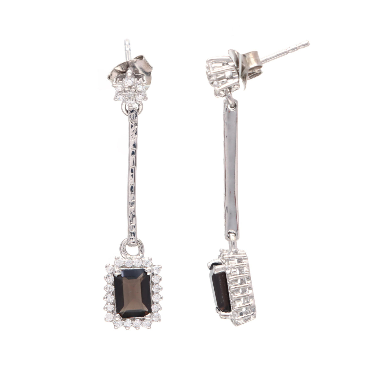 Smoky Quartz Sterling Silver Dangle Earrings: November Birthstone
