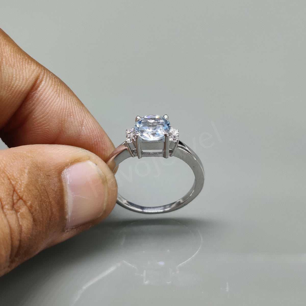 Blue Topaz Cluster Ring: Sterling Silver Gemstone Wedding Jewelry