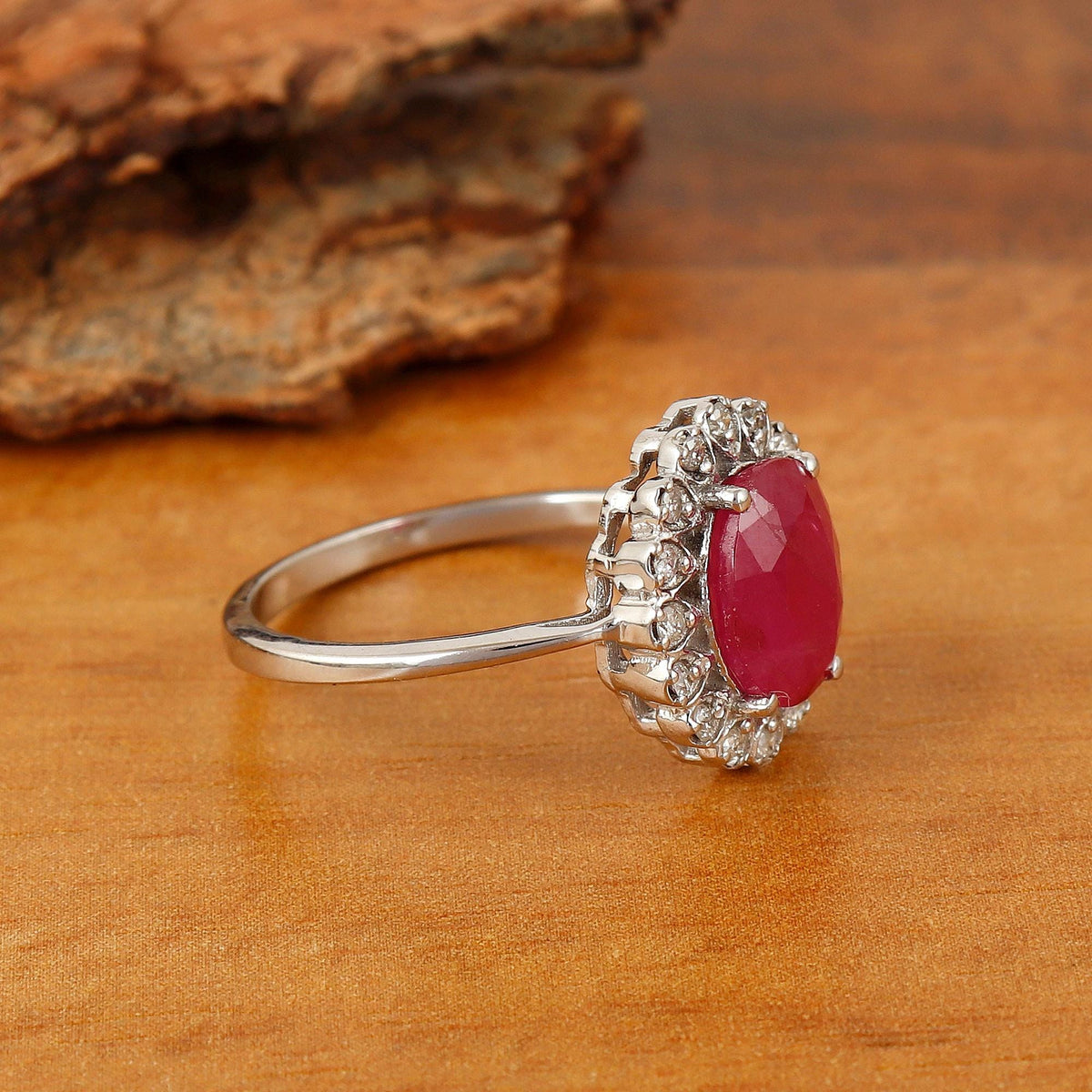 Ruby Gemstone Ring: Sterling Silver Minimalist Jewelry, July Birthstone