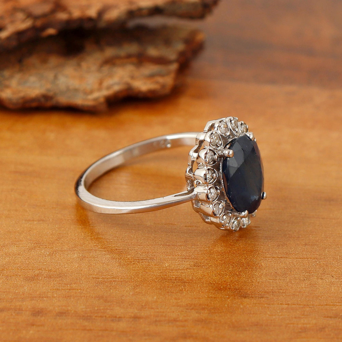 Sterling Silver Blue Sapphire Ring: Handmade Stacking Gemstone