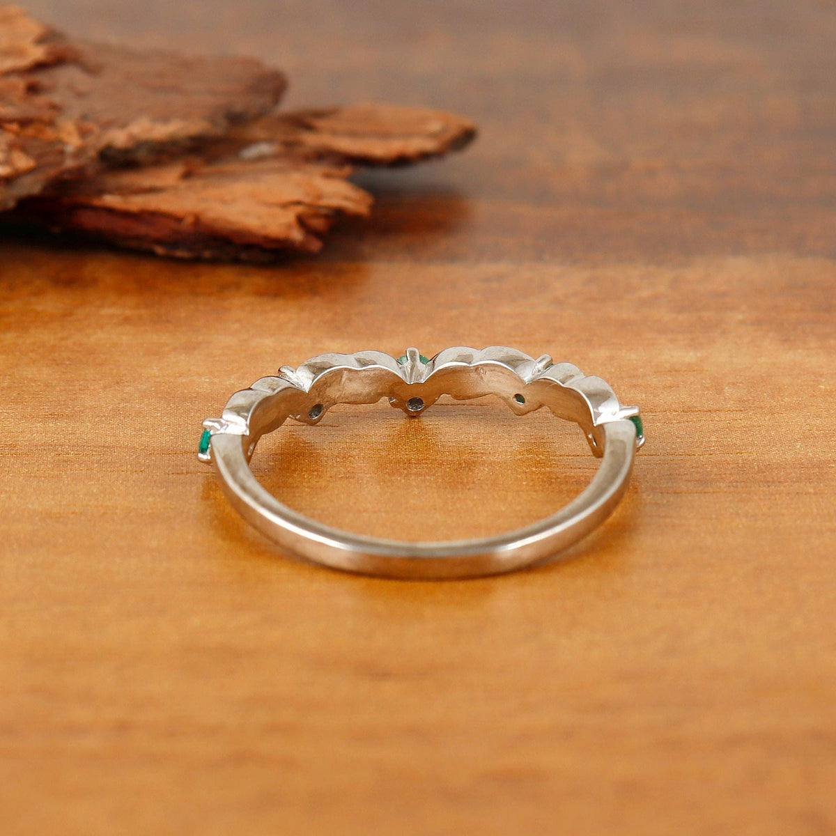 Natural Emerald Ring-925 Sterling Silver-Green Emerald Jewelry-Stackable Ring-May Birthstone