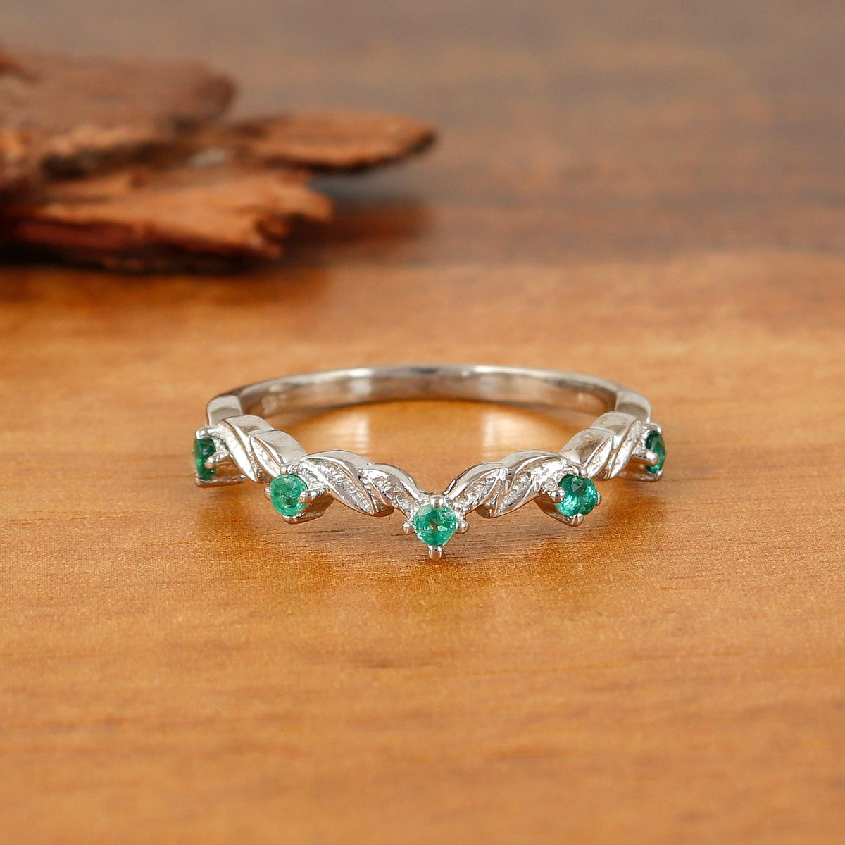 Natural Emerald Ring-925 Sterling Silver-Green Emerald Jewelry-Stackable Ring-May Birthstone