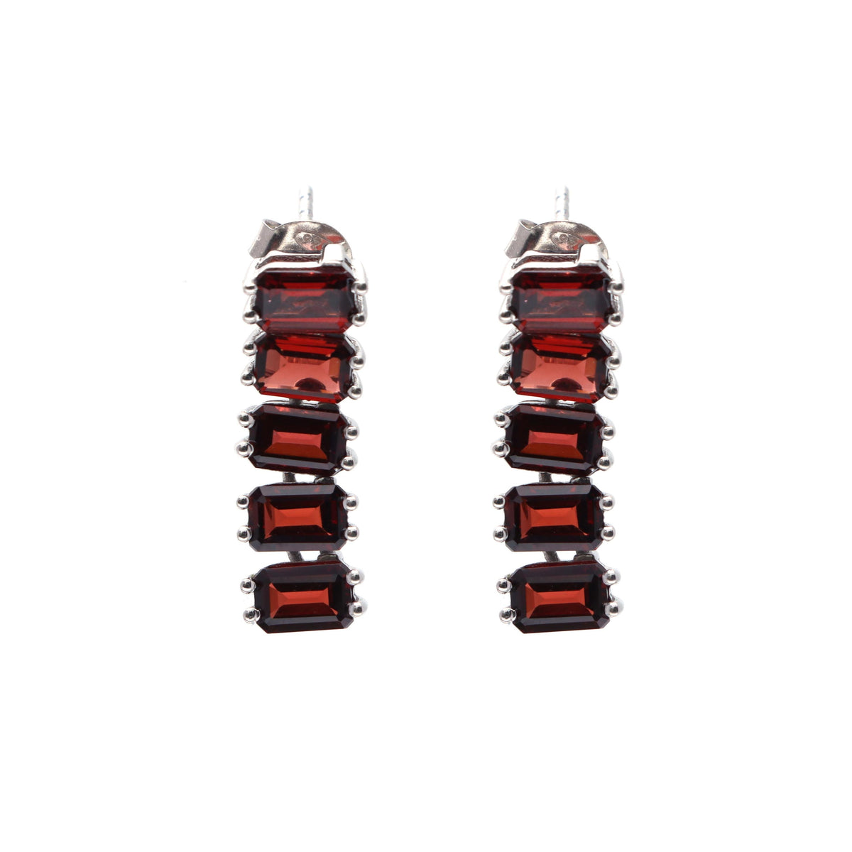 Natural Garnet Gemstone Necklace-Emerald Cut Gemstone-925 Sterling Silver Necklace-Garnet Necklace With Earring-January Birthstone Jewelry