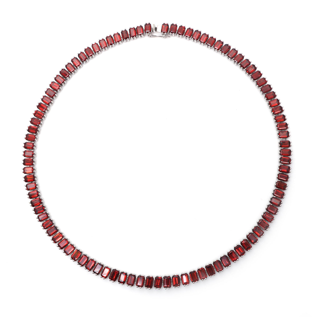 Natural Garnet Gemstone Necklace-Emerald Cut Gemstone-925 Sterling Silver Necklace-Garnet Necklace With Earring-January Birthstone Jewelry