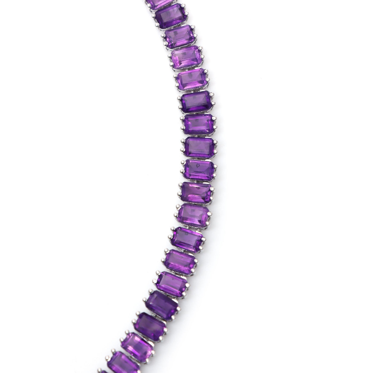 Natural African Amethyst Tennis Necklace-925 Sterling Silver-Emerald Cut Gemstone-February Birthstone-Purple Amethyst Jewelry-Wedding Gift