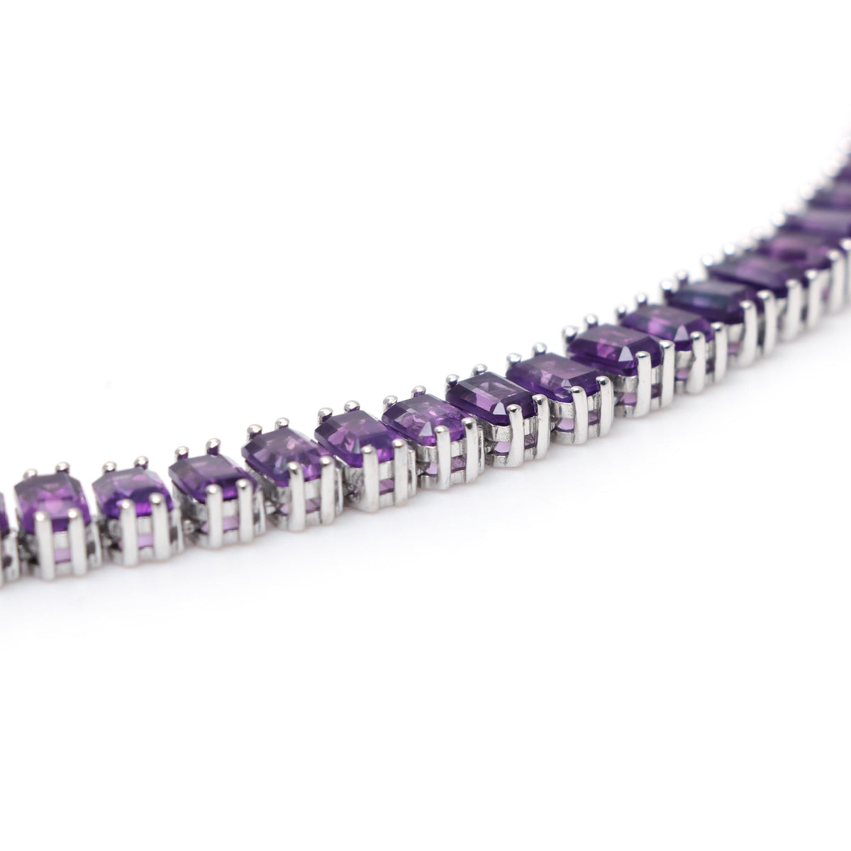 Natural African Amethyst Tennis Necklace-925 Sterling Silver-Emerald Cut Gemstone-February Birthstone-Purple Amethyst Jewelry-Wedding Gift
