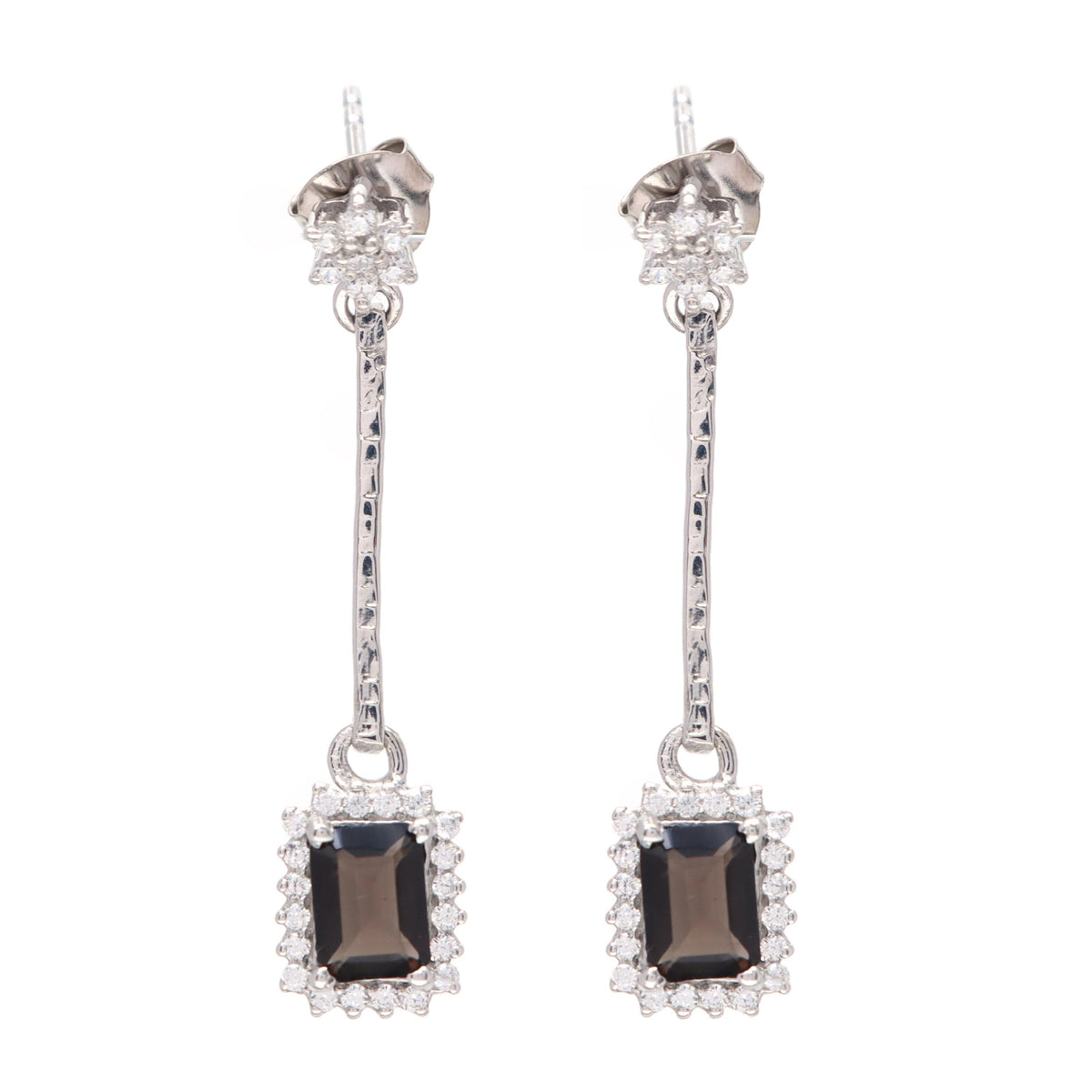 Smoky Quartz Sterling Silver Dangle Earrings: November Birthstone