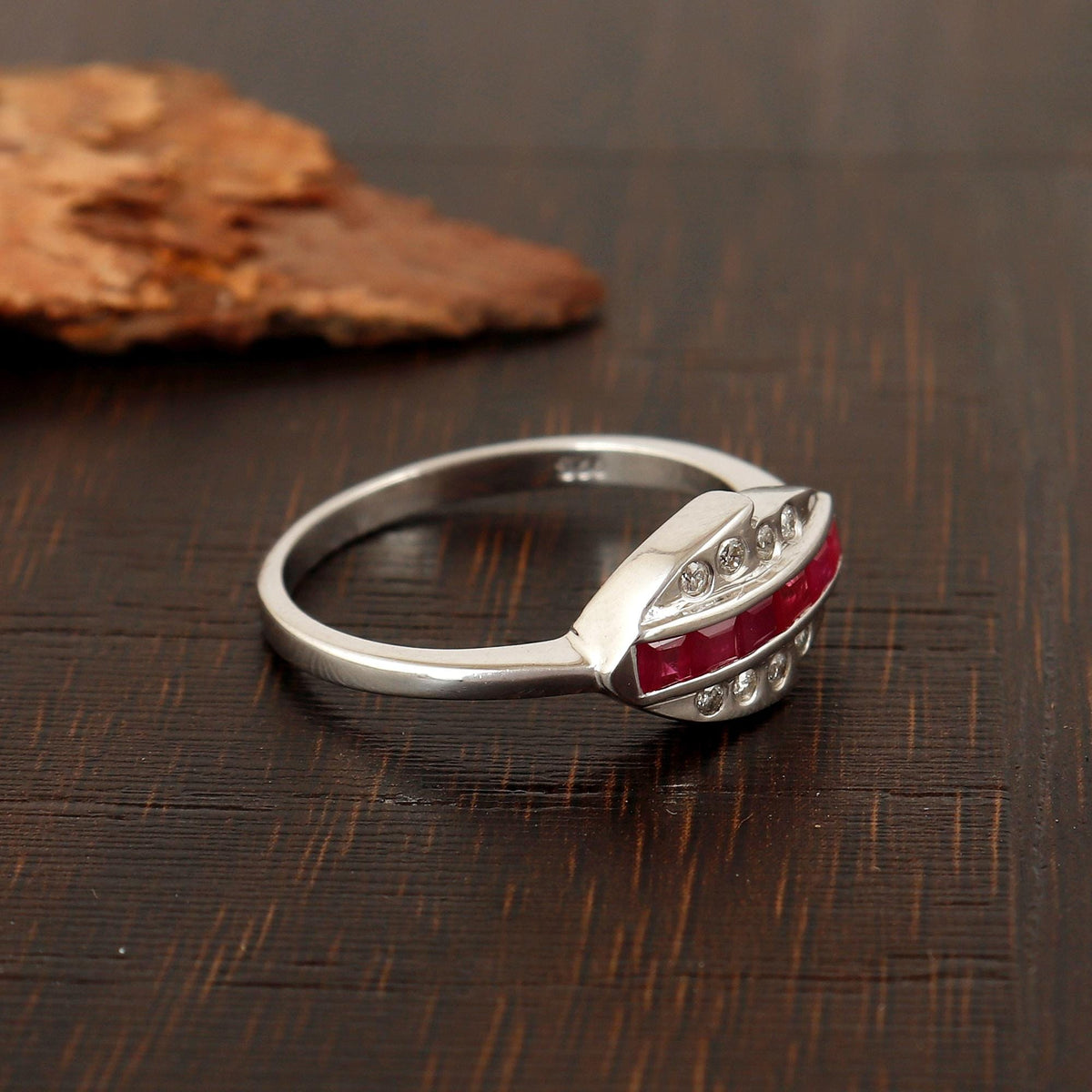Natural Ruby 925 Sterling Silver Ring: Minimalist July Birthstone
