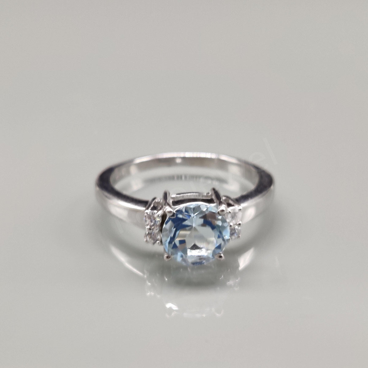 Blue Topaz Cluster Ring: Sterling Silver Gemstone Wedding Jewelry