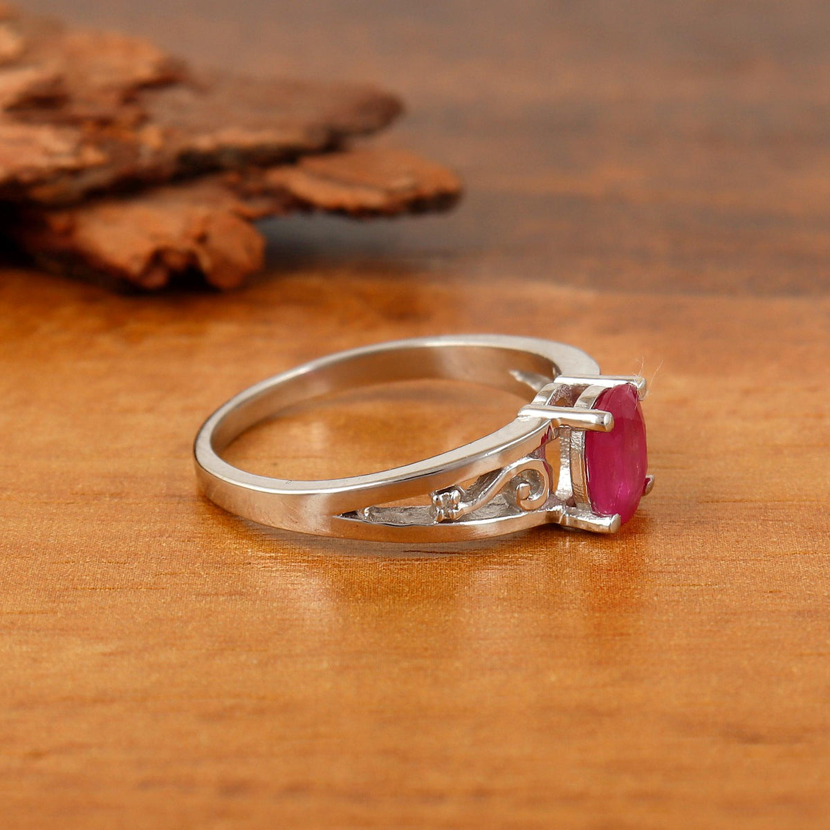 Handmade Ruby Gemstone Ring Sterling Silver July Birthstone