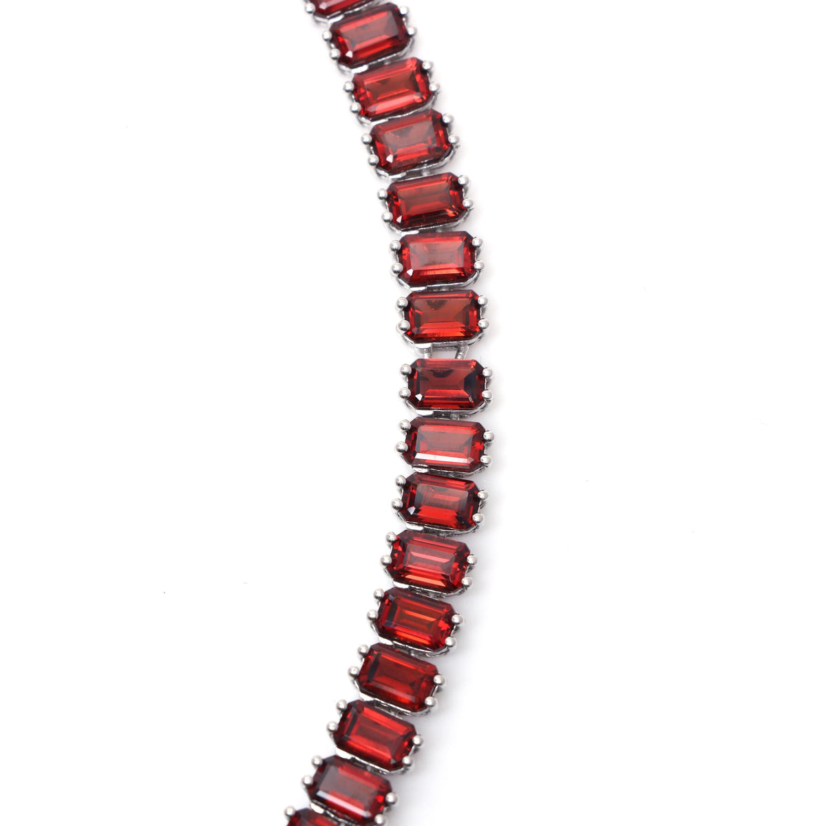 Natural Garnet Gemstone Necklace-Emerald Cut Gemstone-925 Sterling Silver Necklace-Garnet Necklace With Earring-January Birthstone Jewelry