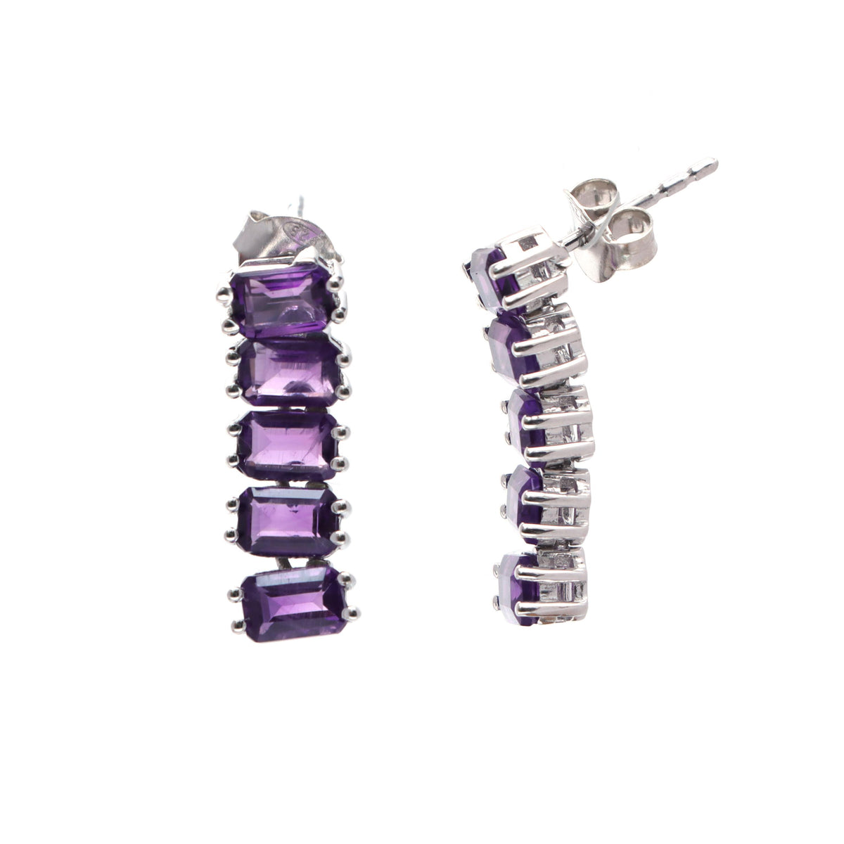 Natural African Amethyst Tennis Necklace-925 Sterling Silver-Emerald Cut Gemstone-February Birthstone-Purple Amethyst Jewelry-Wedding Gift