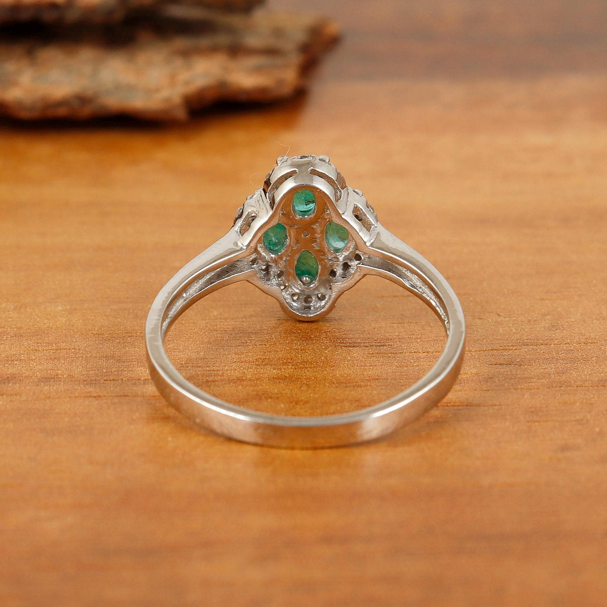 Natural Emerald Sterling Silver Ring: May Birthstone Jewelry