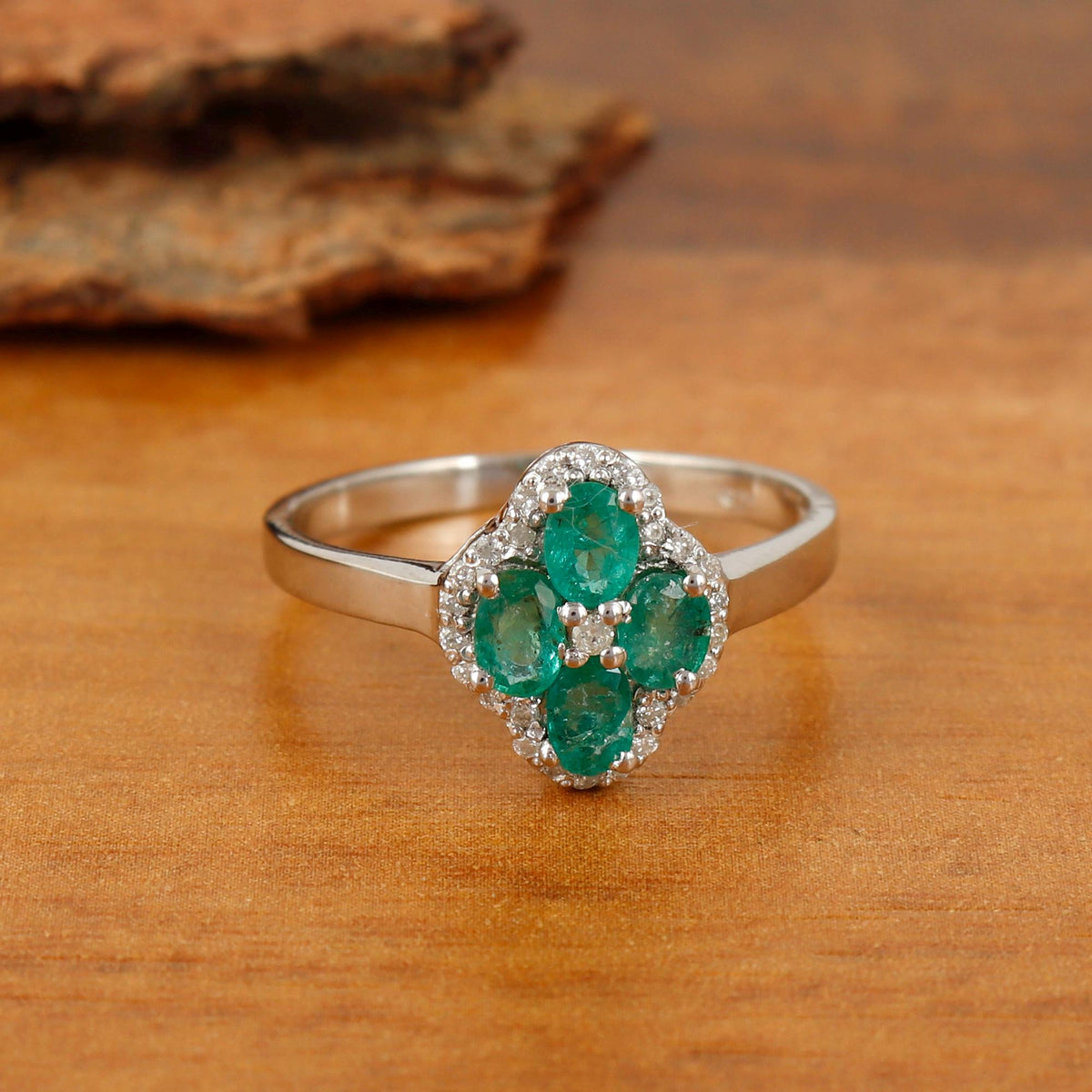 Natural Emerald Sterling Silver Ring: May Birthstone Jewelry