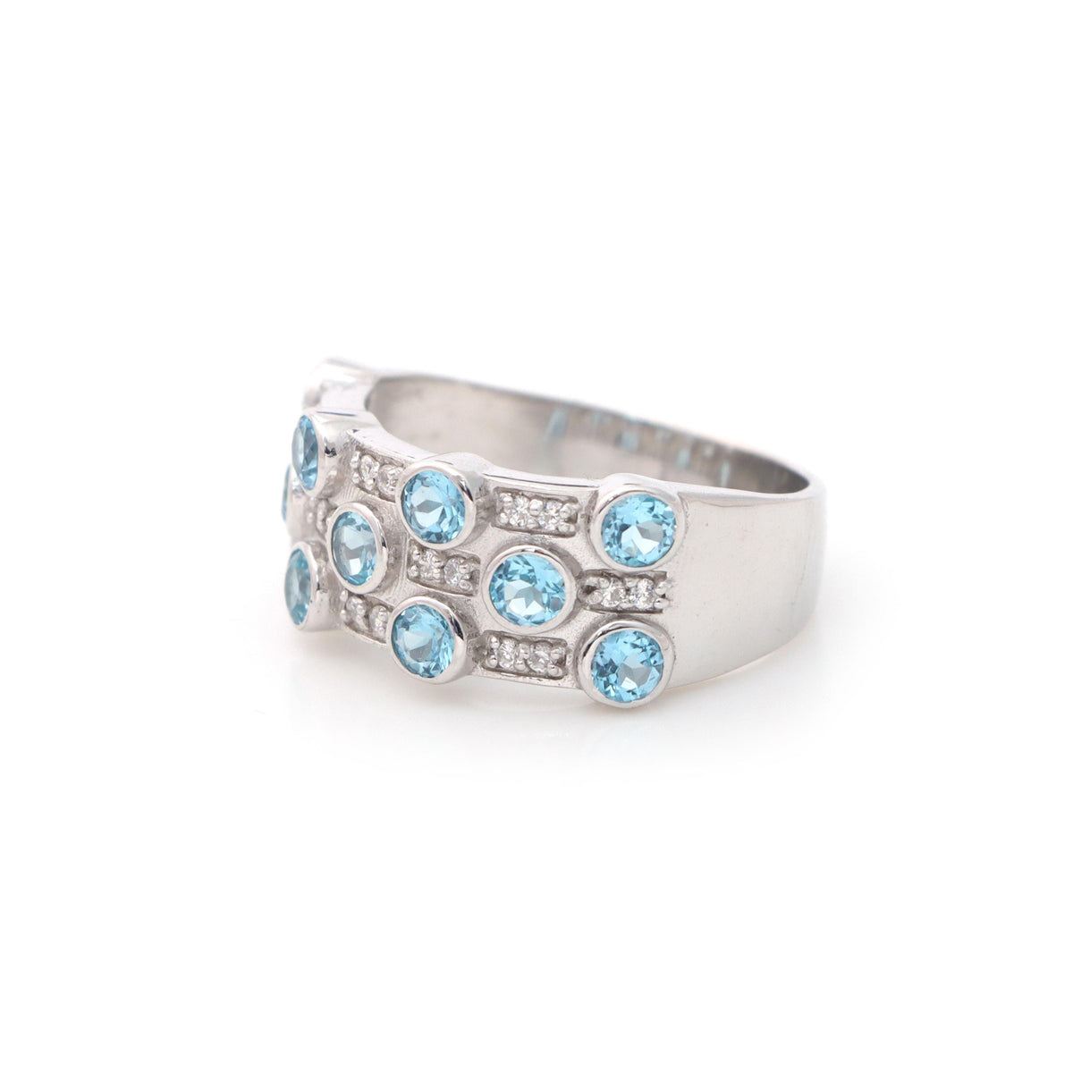 Sterling Silver Swiss Blue Topaz Ring: December Birthstone, Minimalist Promise Ring