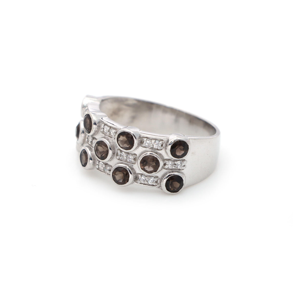 Natural Smoky Quartz Ring, Sterling Silver Engagement Ring (June Birthstone)