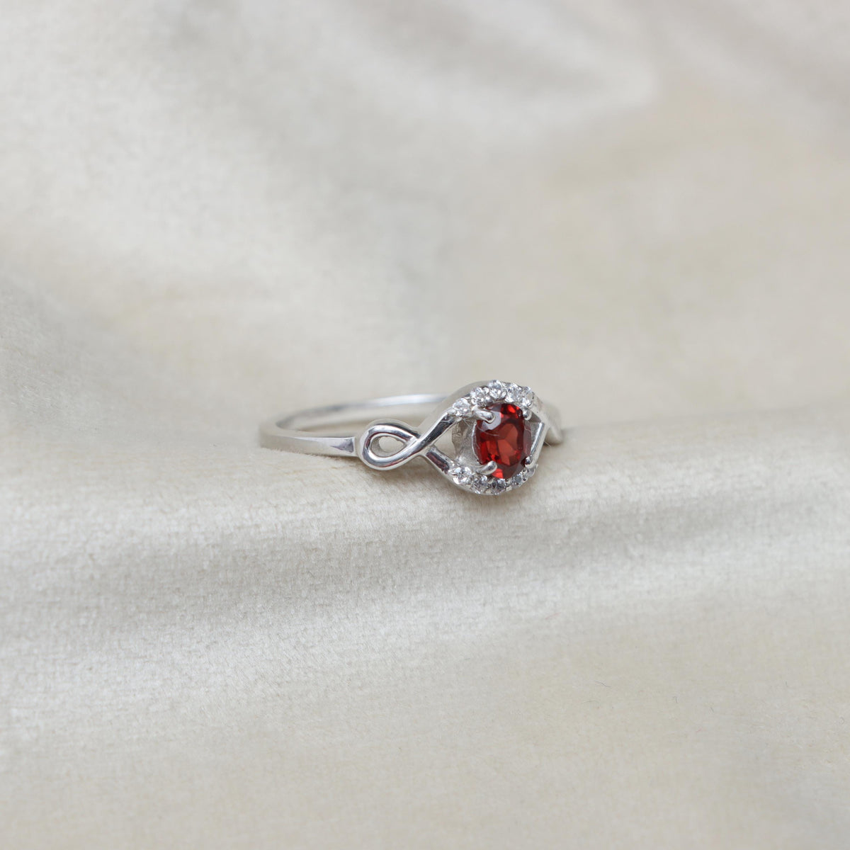 Oval Garnet Ring: Minimalist Sterling Silver Handmade Jewelry