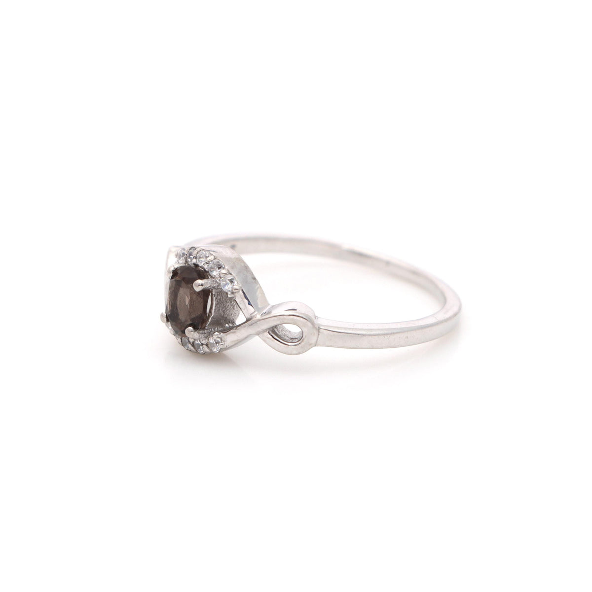 Smoky Quartz Ring: Minimalist 925 Sterling Silver, June Birthstone