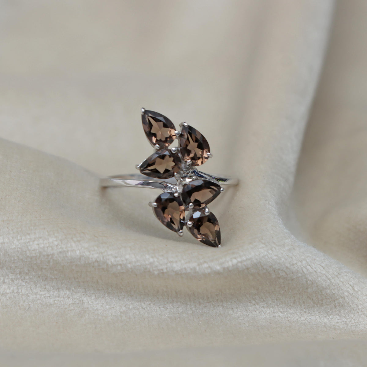 Smoky Quartz Ring Sterling Silver November Birthstone Gift for Her