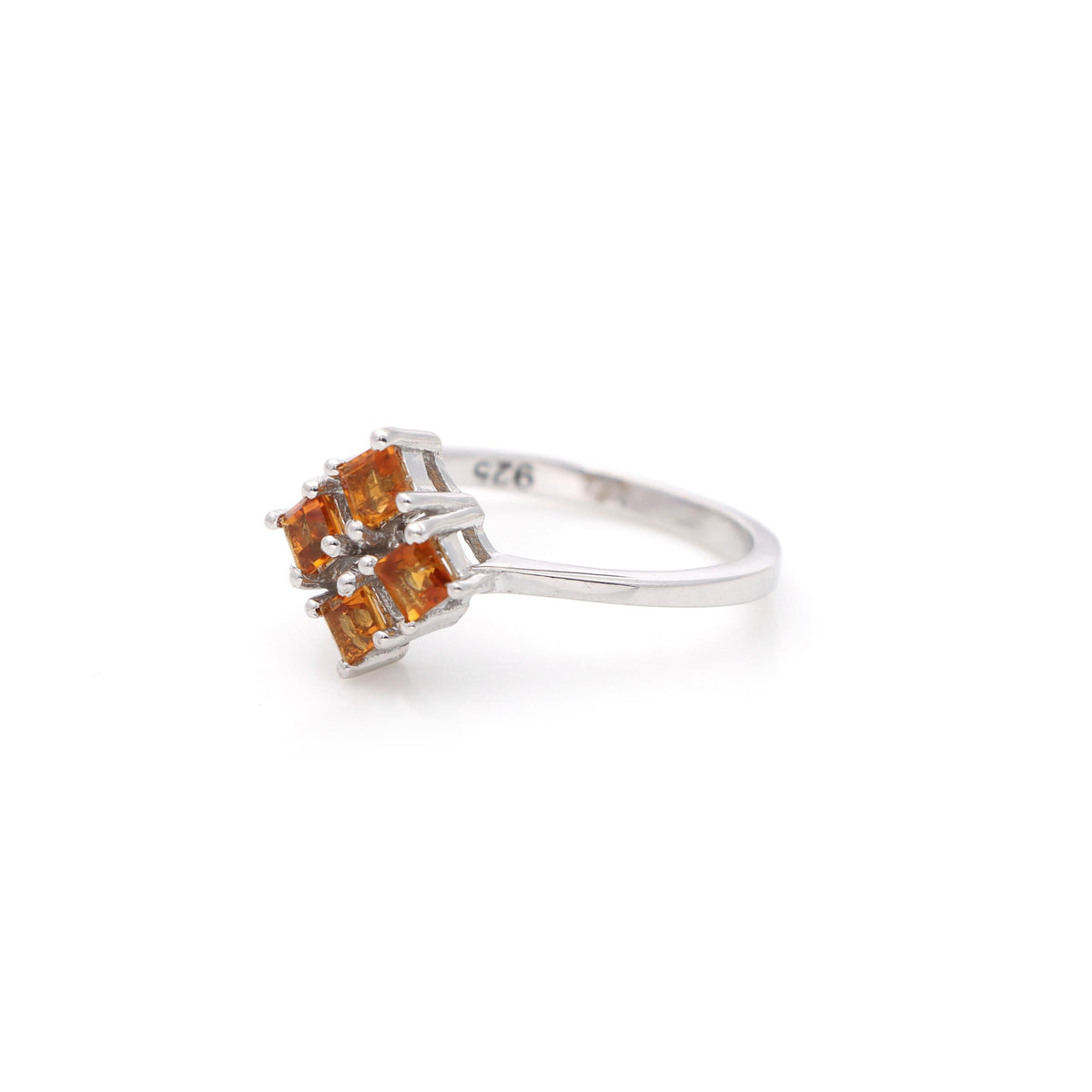 Handmade Sterling Silver Citrine Ring, Square Gemstone Stacking Ring
