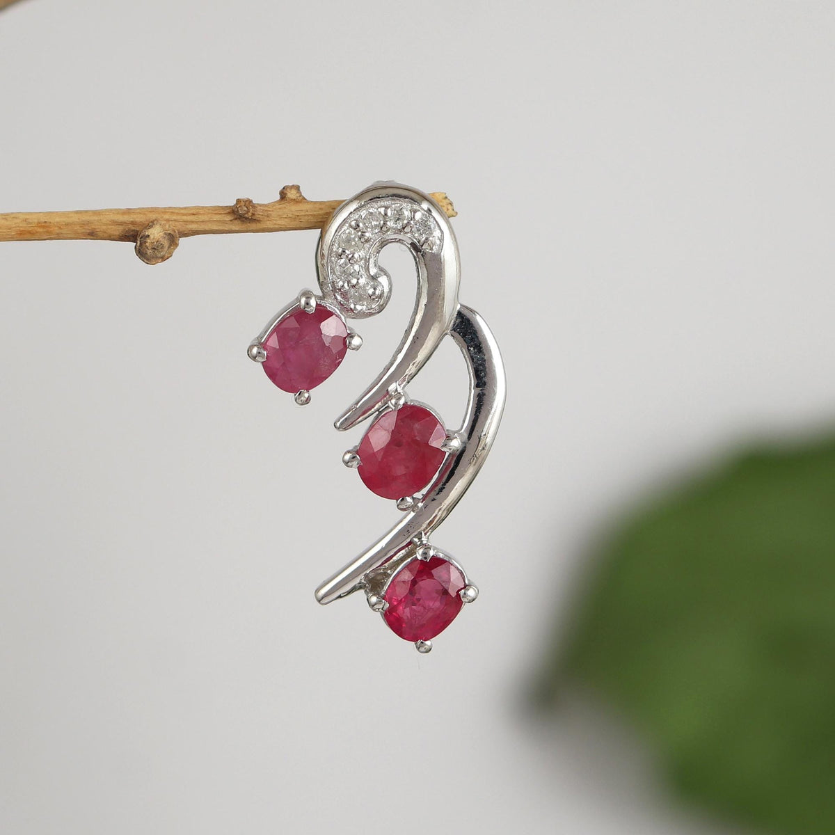 Ruby Diamond Pendant Necklace: 925 Sterling Silver, July Birthstone
