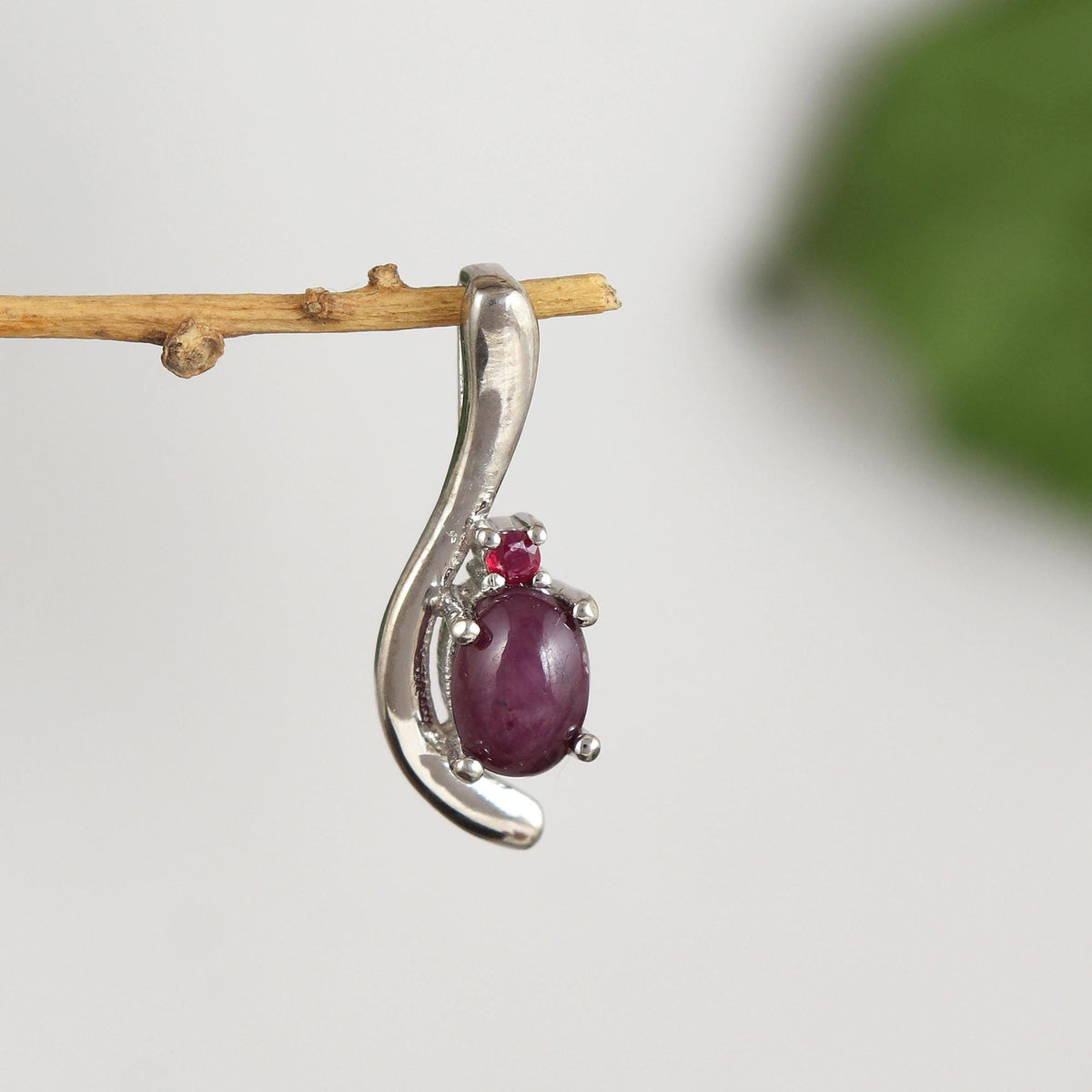 Sterling Silver Star Ruby Pendant: July Birthstone, Ruby Gemstone Jewelry, Wedding Gift For Her
