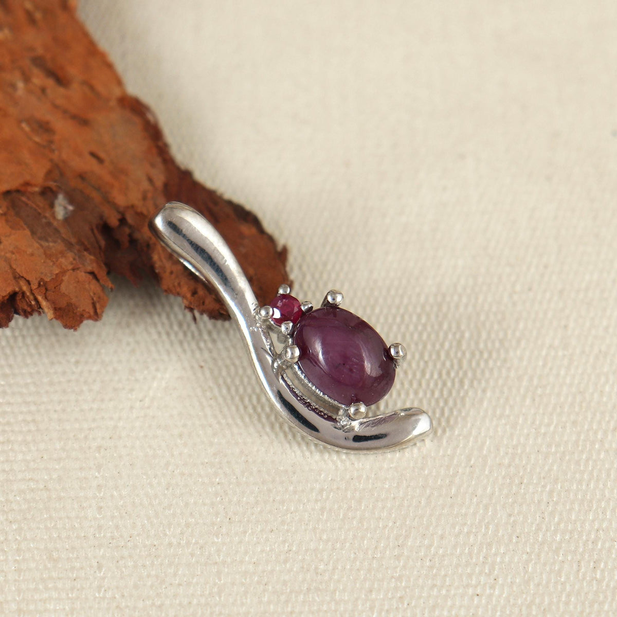 Sterling Silver Star Ruby Pendant: July Birthstone, Ruby Gemstone Jewelry, Wedding Gift For Her