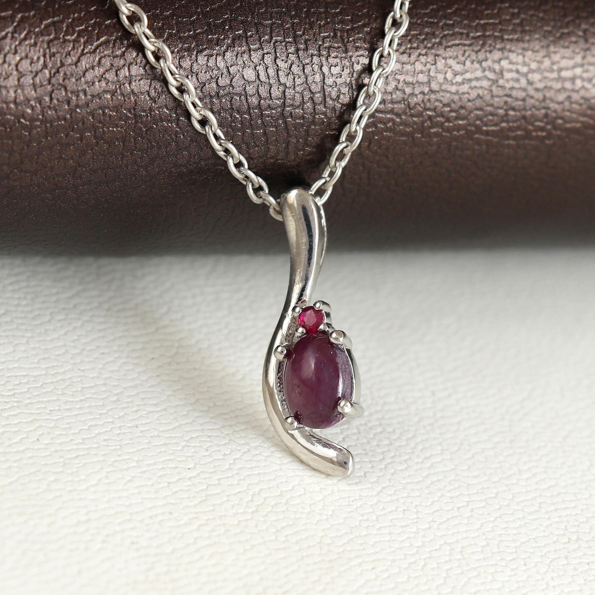 Sterling Silver Star Ruby Pendant: July Birthstone, Ruby Gemstone Jewelry, Wedding Gift For Her