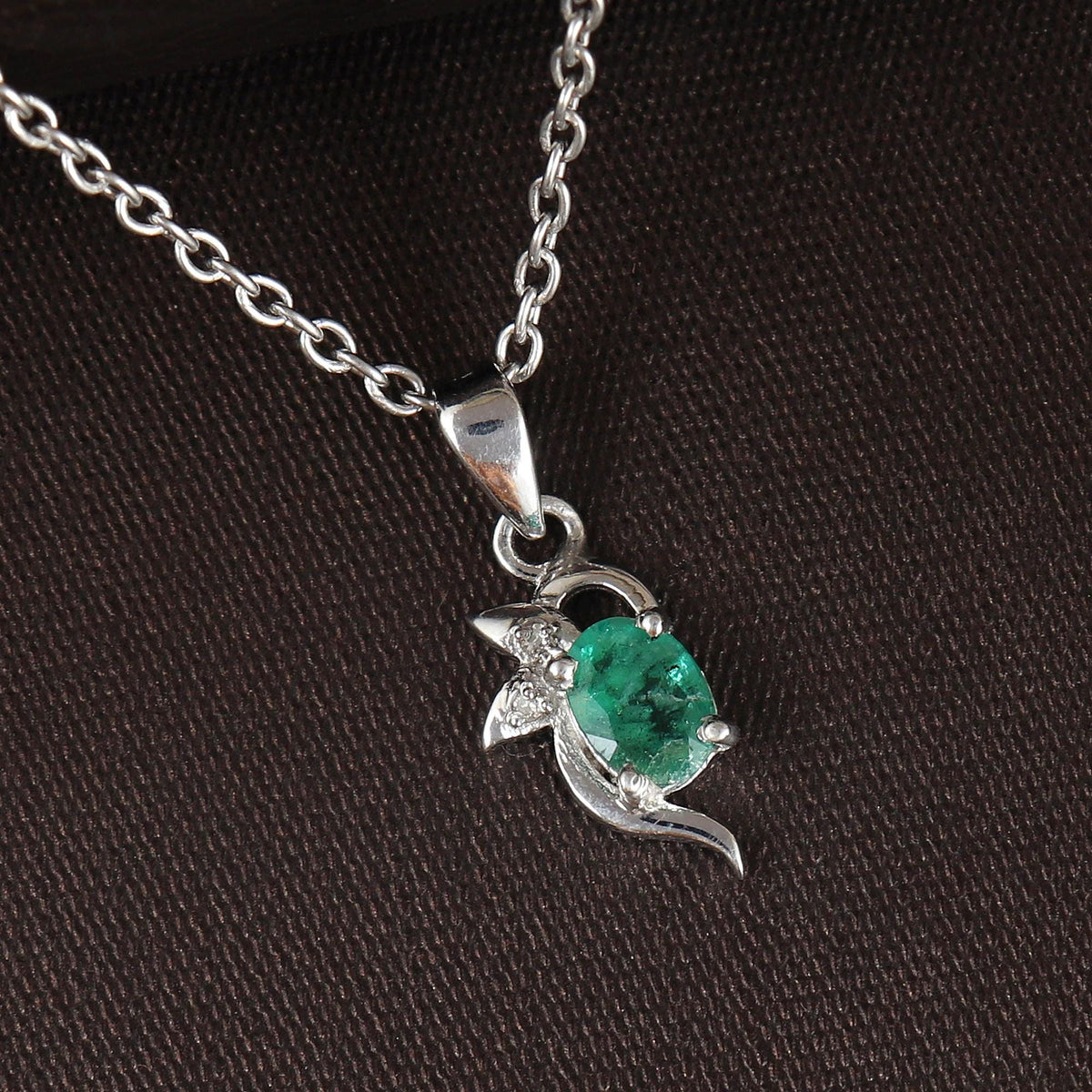 Minimalist Emerald Pendant Necklace: 925 Sterling Silver, May Birthstone