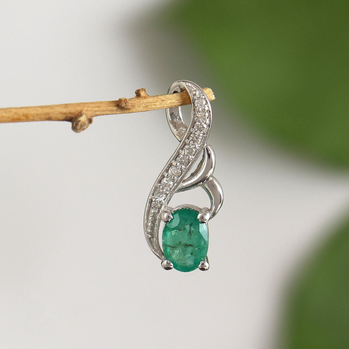 Emerald Pendant: 925 Sterling Silver, May Birthstone, Green Stone Jewelry