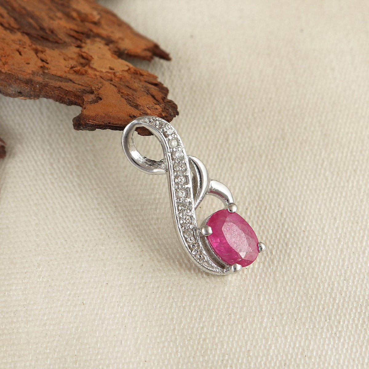 Oval Ruby Pendant Necklace, 7x5mm Sterling Silver, July Birthstone Jewelry