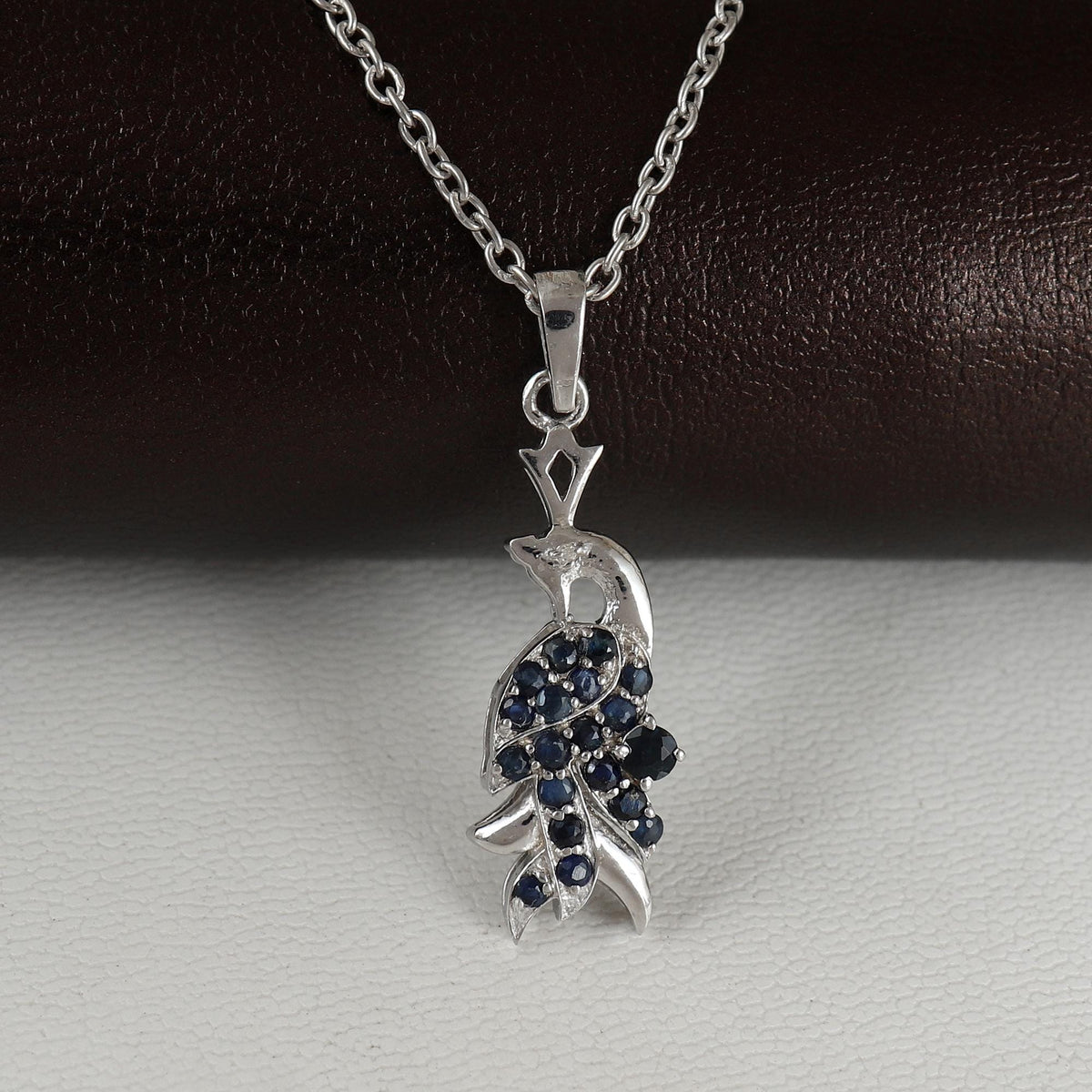 Natural Blue Sapphire peacock pendant-925 Sterling Silver-Blue Sapphire Jewelry