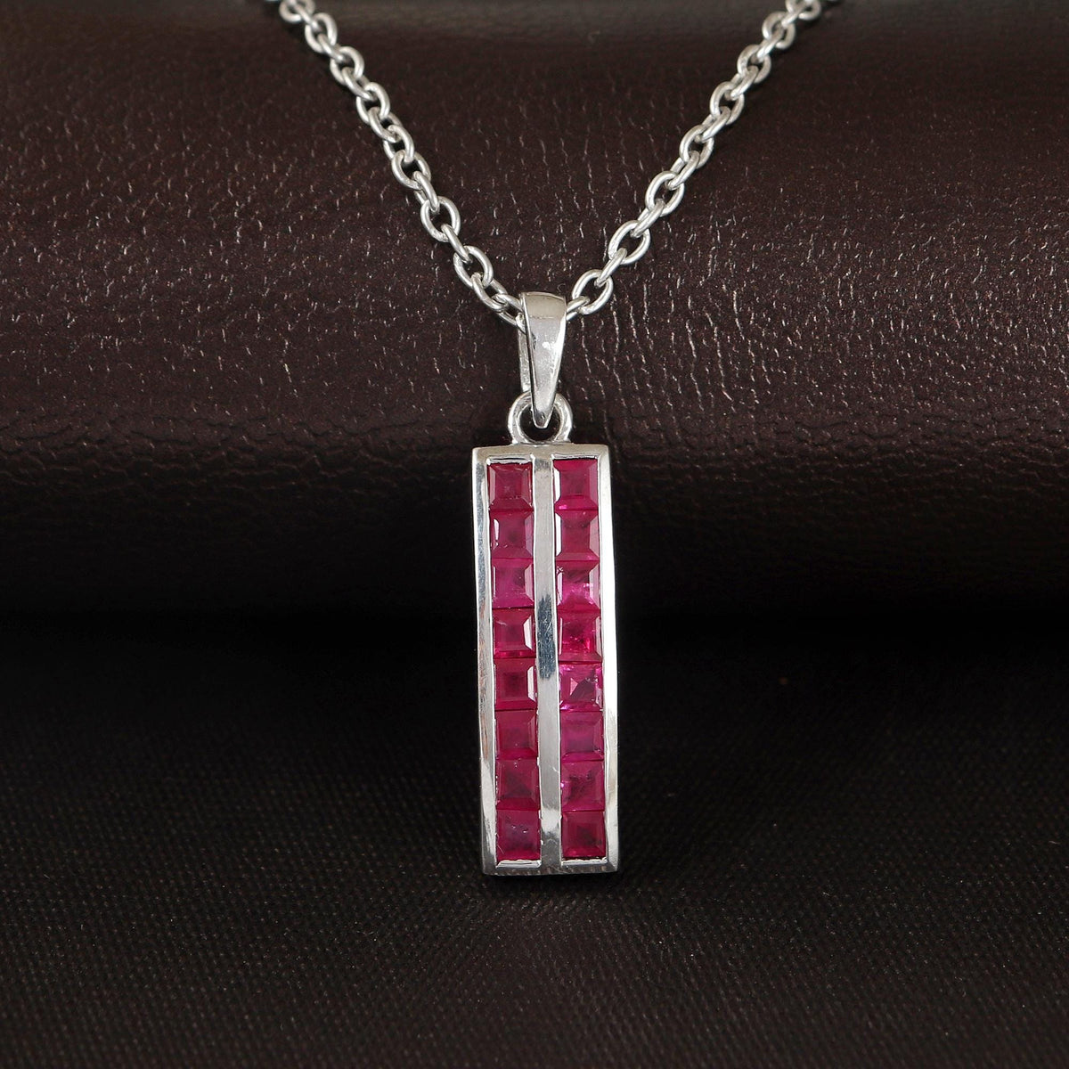 Minimalist Ruby Pendant: 925 Sterling Silver Gemstone Necklace