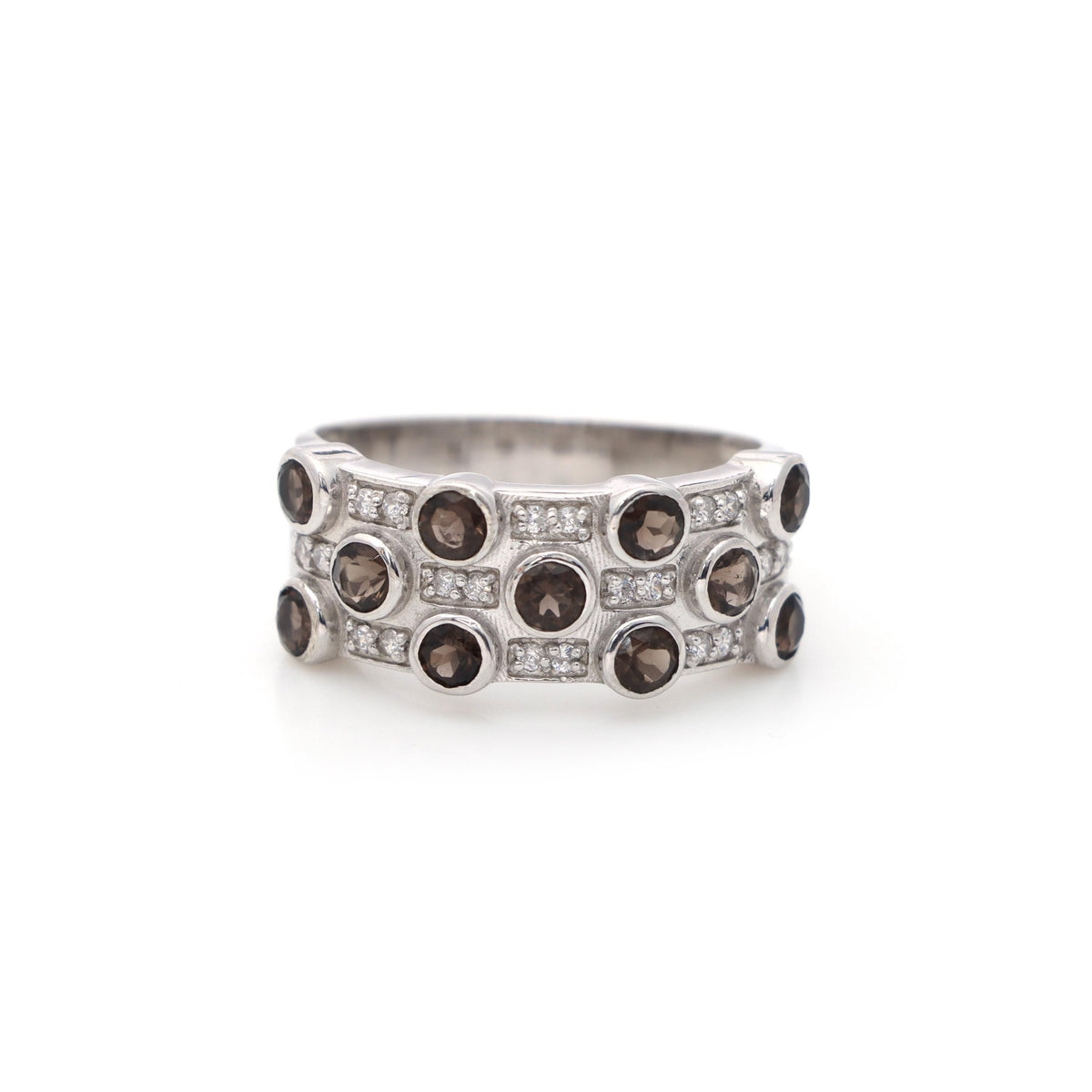 Natural Smoky Quartz Ring, Sterling Silver Engagement Ring (June Birthstone)