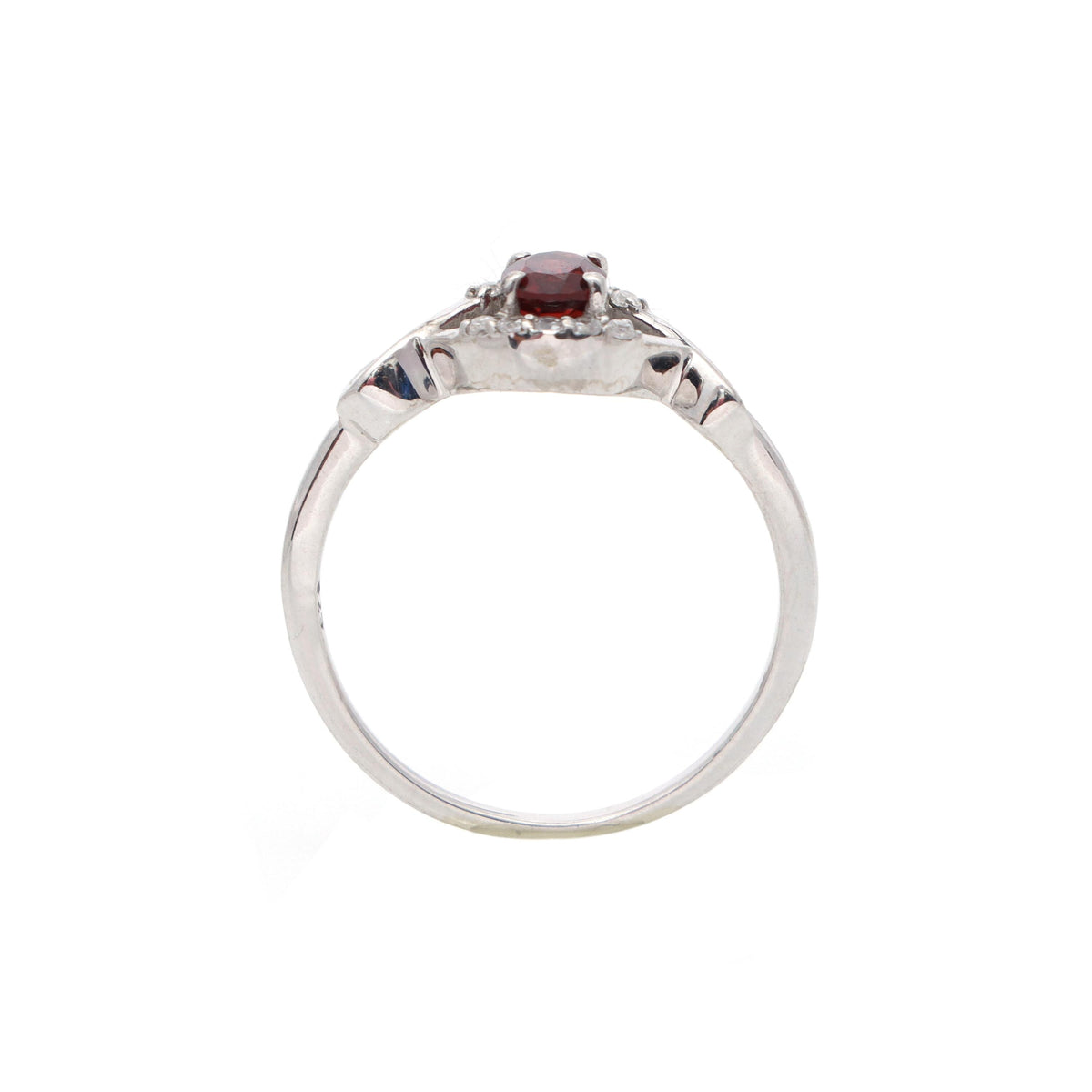 Oval Garnet Ring: Minimalist Sterling Silver Handmade Jewelry