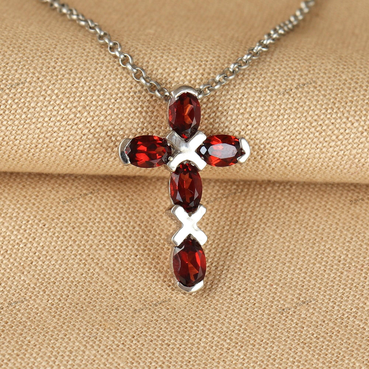 Natural Garnet Cross Pendant-Holy Criss Cross-925 Sterling Silver Jewelry-Red Garnet Jewelry-Dainty Minimalist Pendant-Engagement Gift