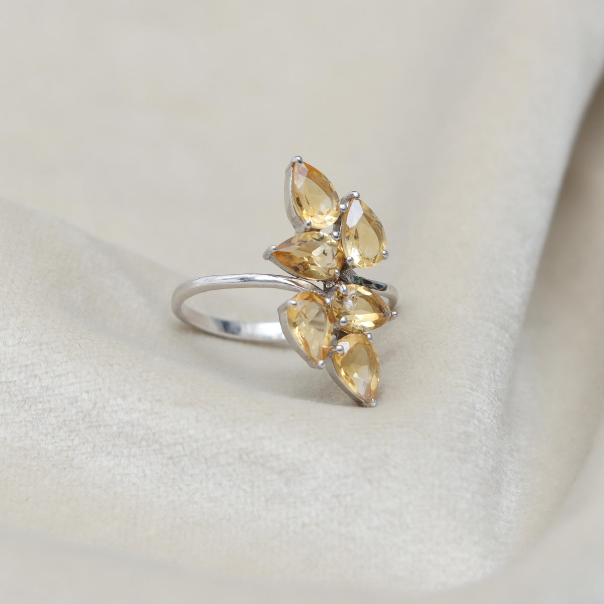 Handmade Citrine Ring: Sterling Silver Yellow Gemstone, Gifts For Her